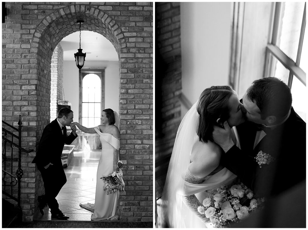 Intimate black and white wedding portraits