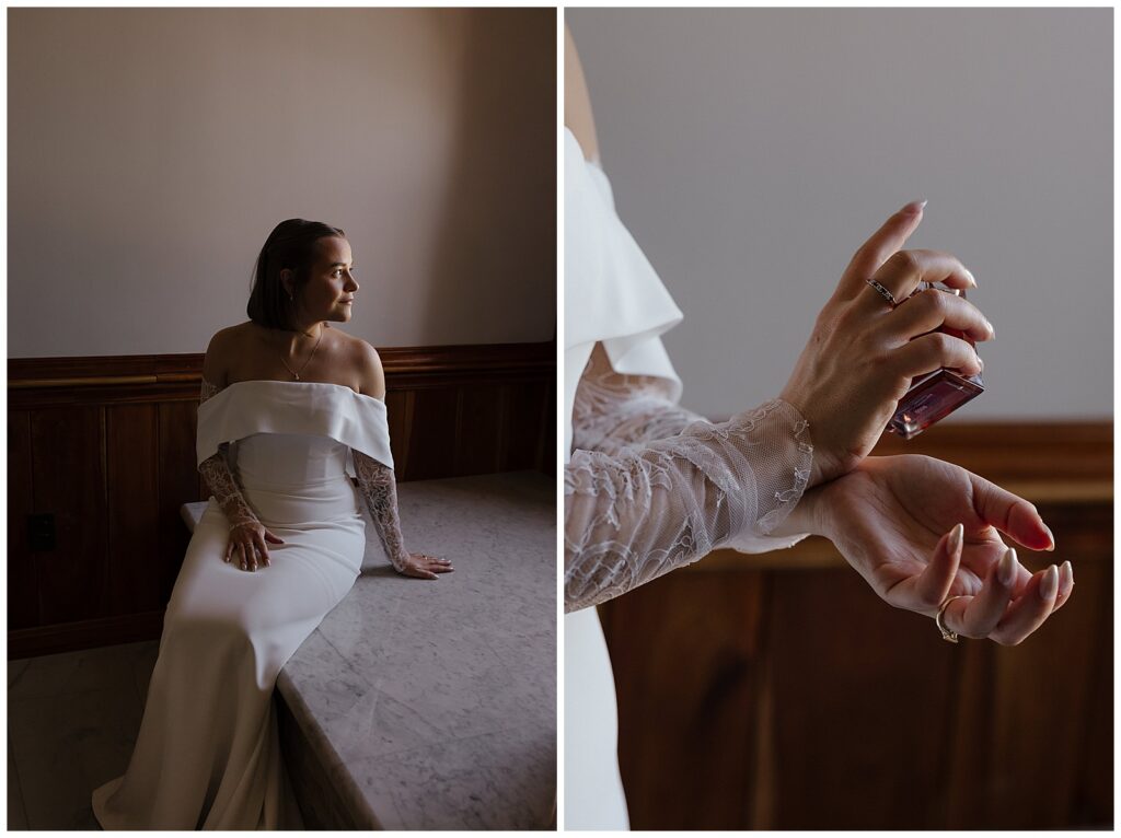 Minimalist bridal portraits on the morning of her wedding