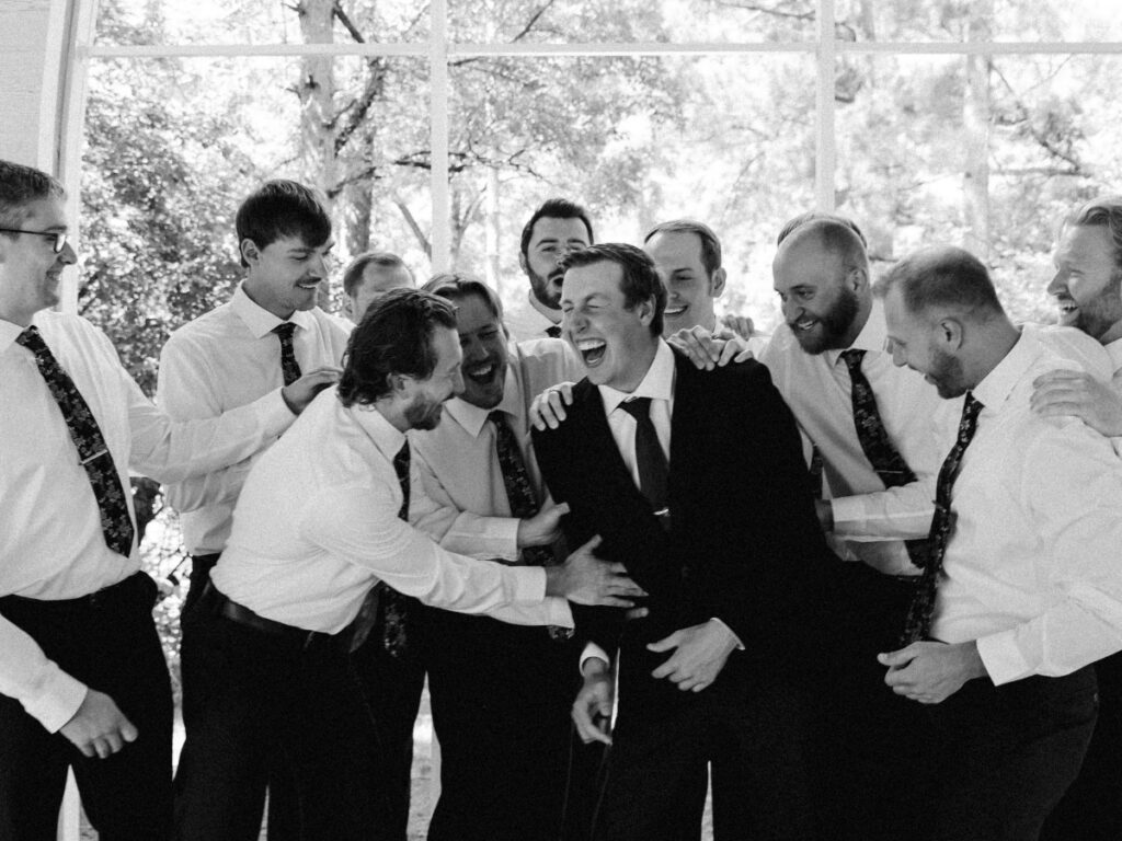 Groom with his groomsmen portraits